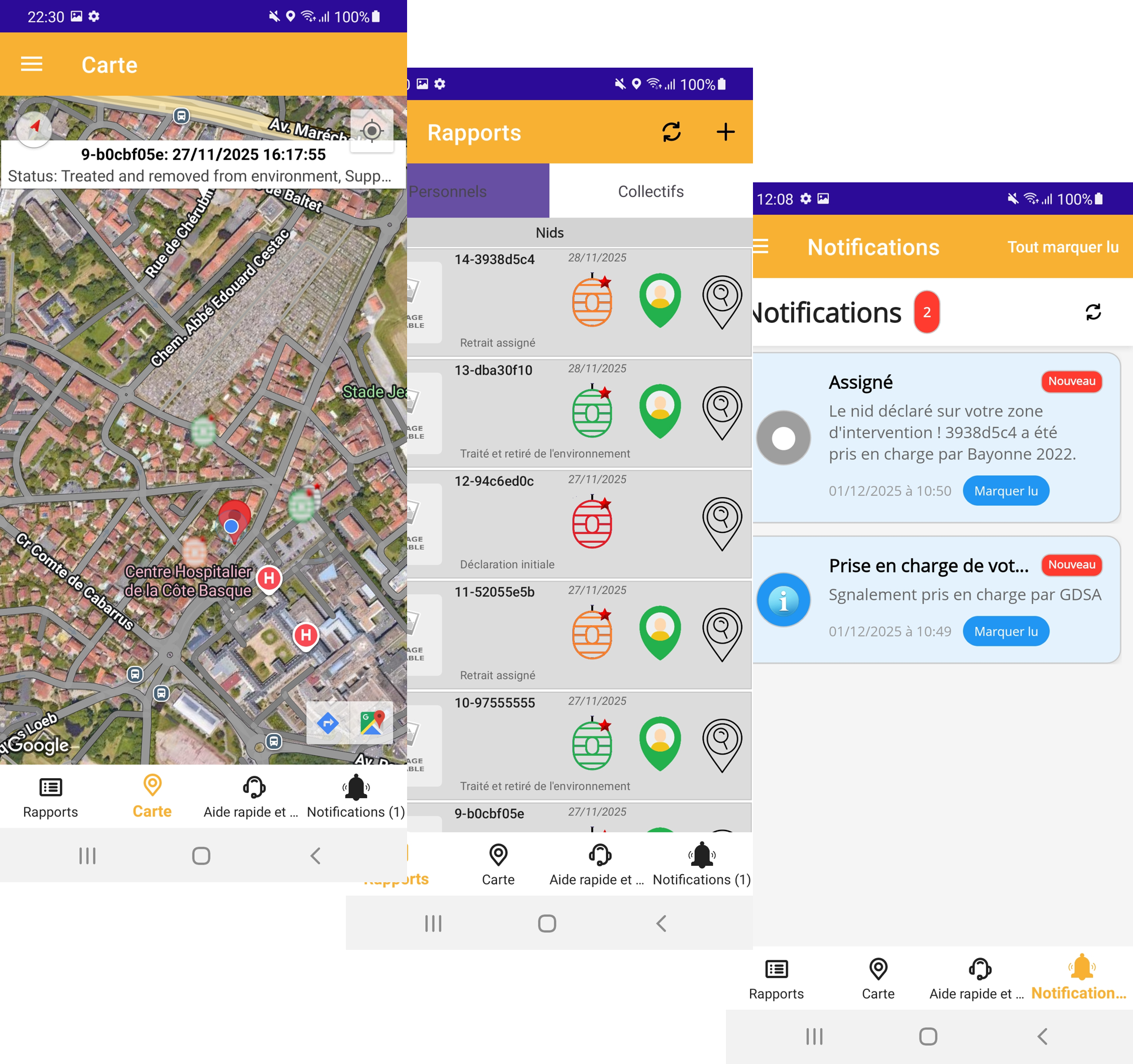 Application mobile WaspTracker pour le signalement terrain
